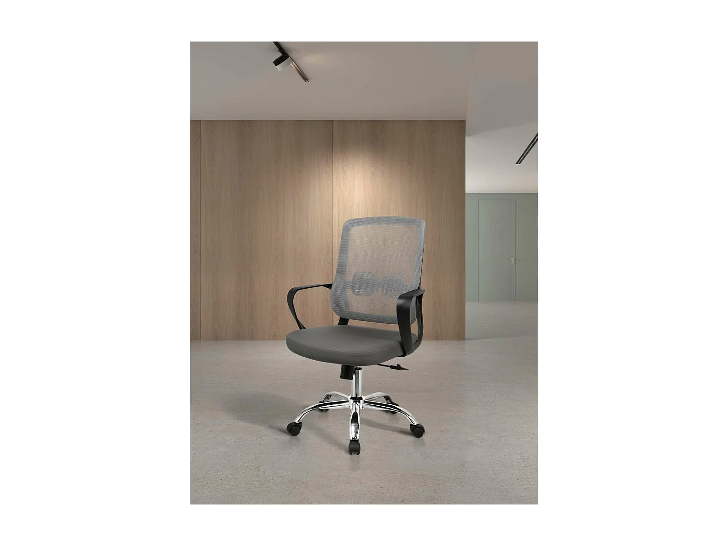 Silla despacho giratoria elevable acabado gris, 60m(ancho) 100/110cm(altura) 61cm(fondo)