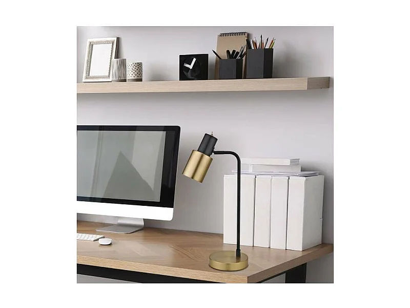 Sobremesa modelo Maena acabado negro/cuero, 17cm(ancho) 22cm(alto) 15cm(fondo).