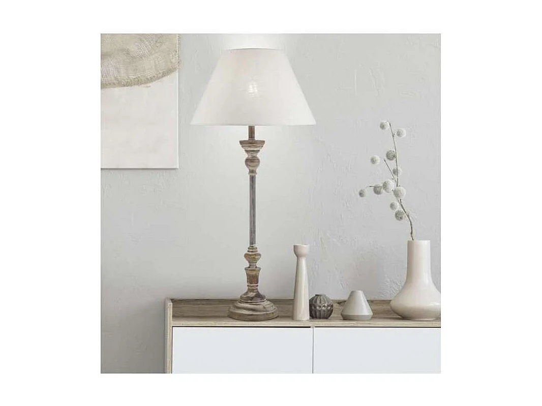 Lámpara de sobremesa rinconera modelo Laseu acabado madera 83cm(alto) 40cm(ancho)