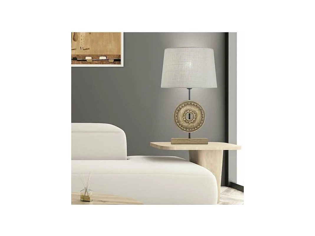Lámpara de sobremesa rinconera modelo Rodano acabado madera 49cm(alto) 25cm(ancho)