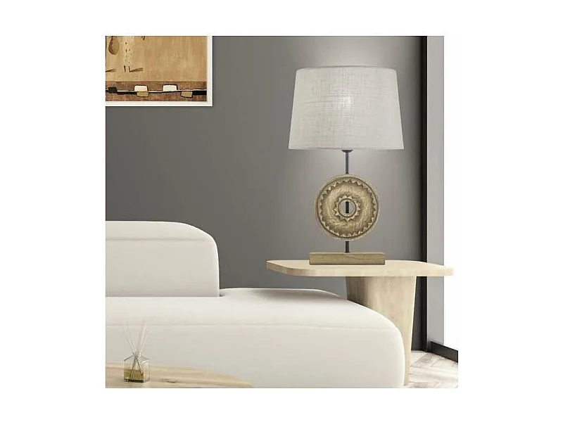 Lámpara de sobremesa rinconera modelo Rodano acabado madera 49cm(alto) 25cm(ancho)