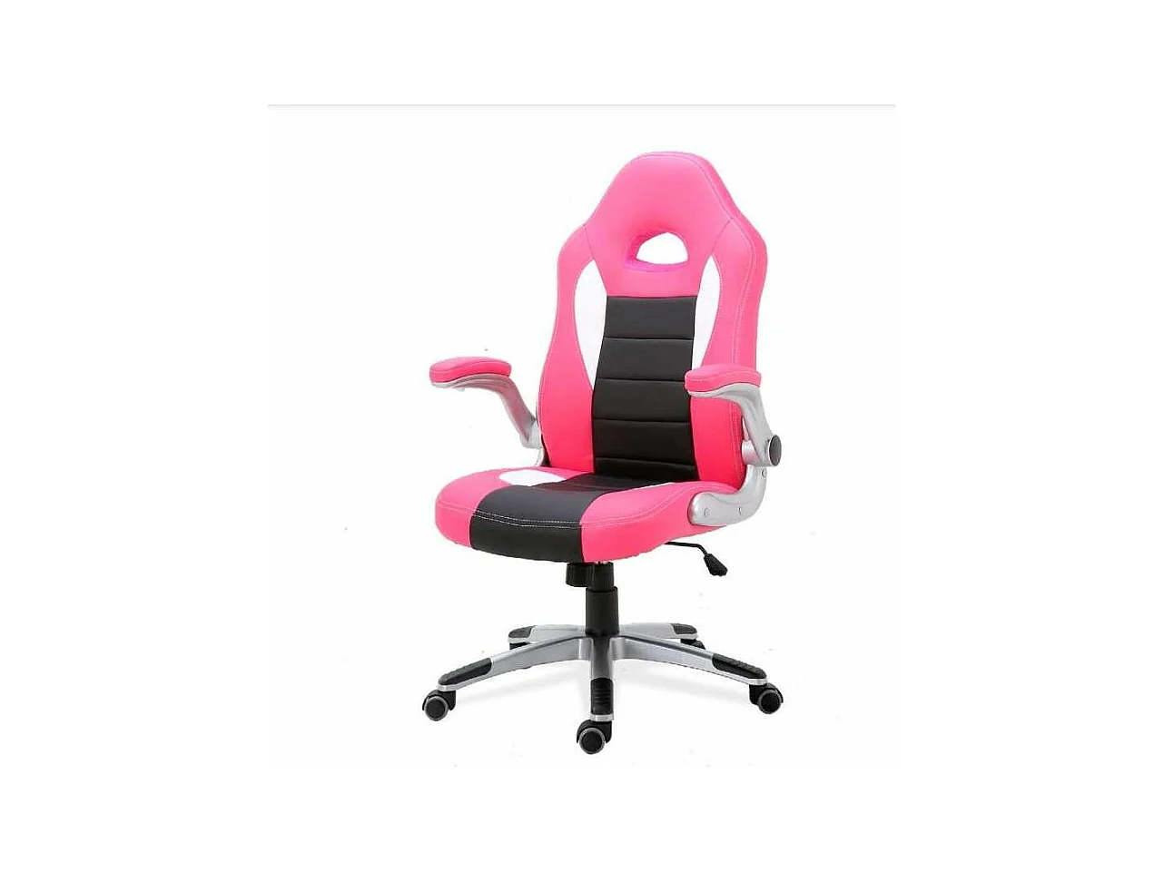 Silla de escritorio Victoria en rosa y negro. Alto: 112-120, Ancho: 70, Fondo: 51