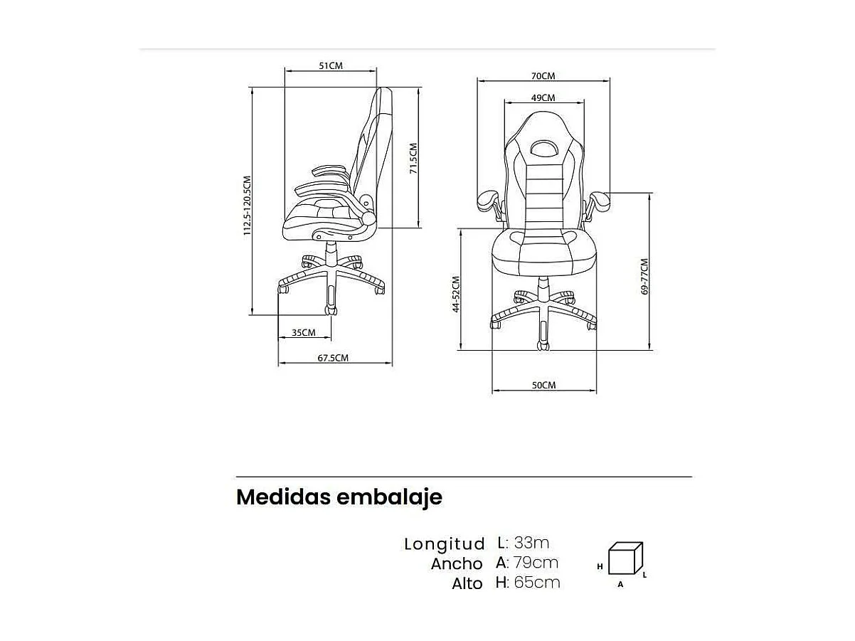 Silla de escritorio Victoria en negro. Alto: 112-120, Ancho: 70, Fondo: 51