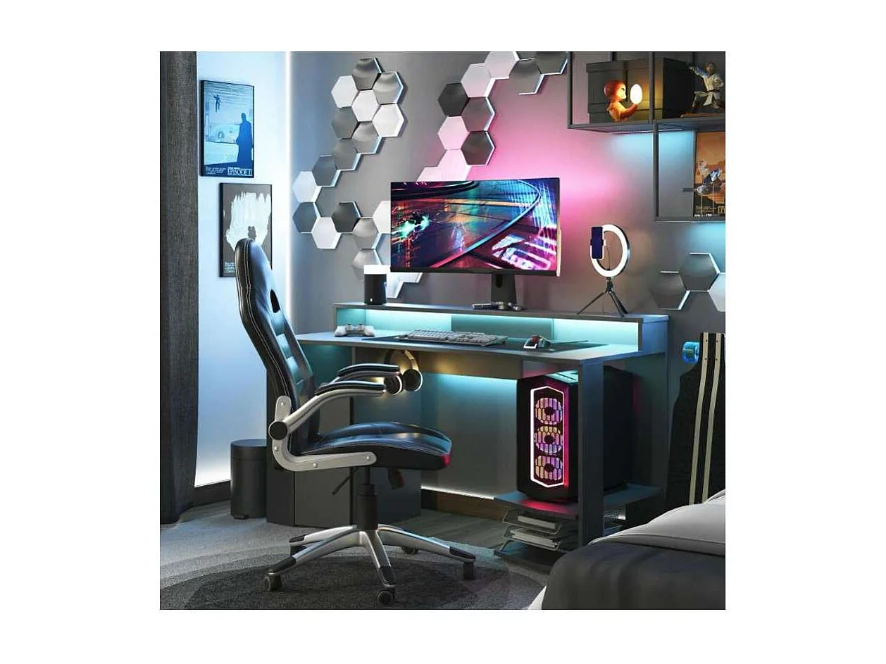 Silla de escritorio Victoria en negro. Alto: 112-120, Ancho: 70, Fondo: 51