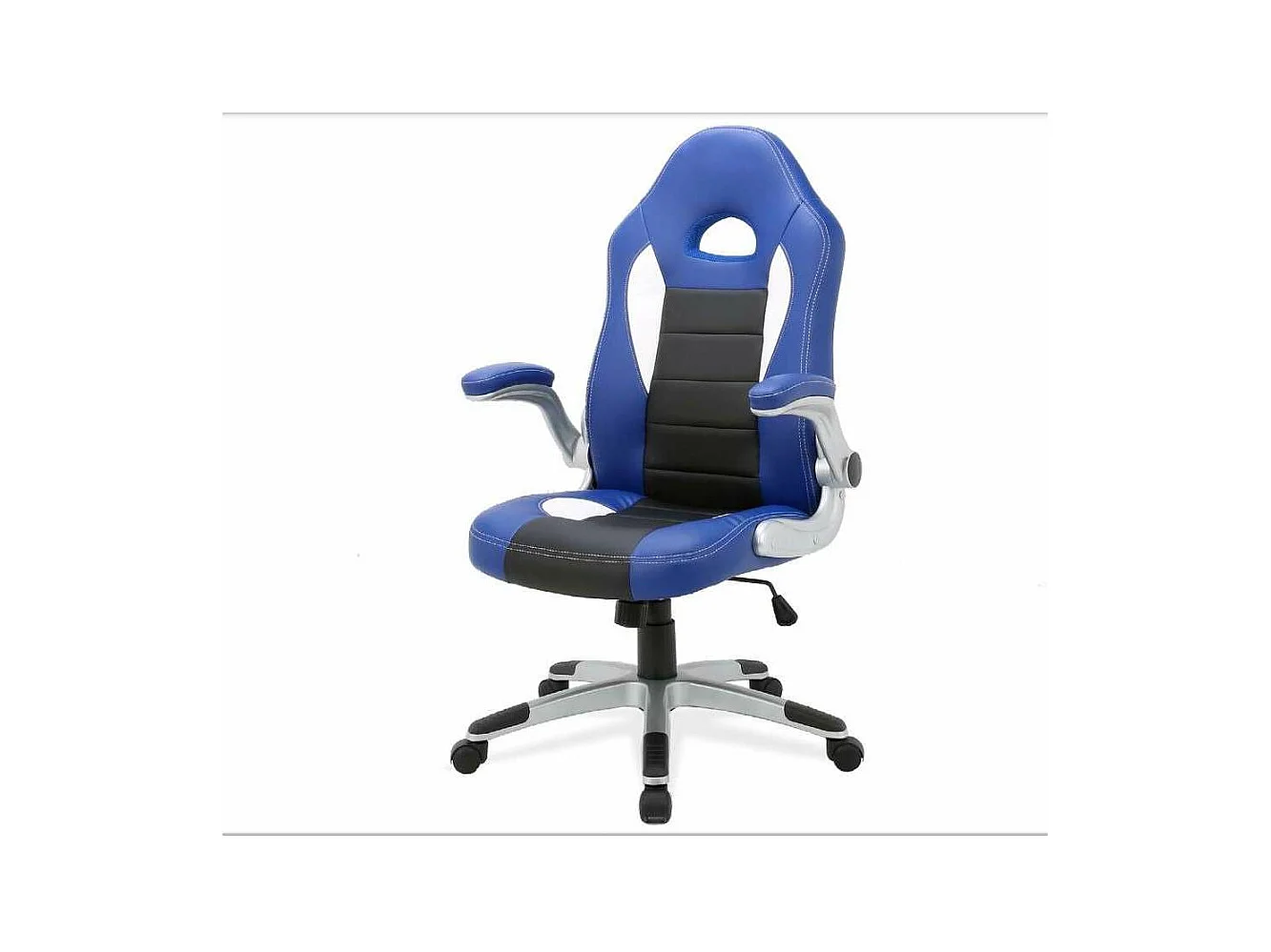 Silla de escritorio Victoria en azul y negro. Alto: 112-120, Ancho: 70, Fondo: 51