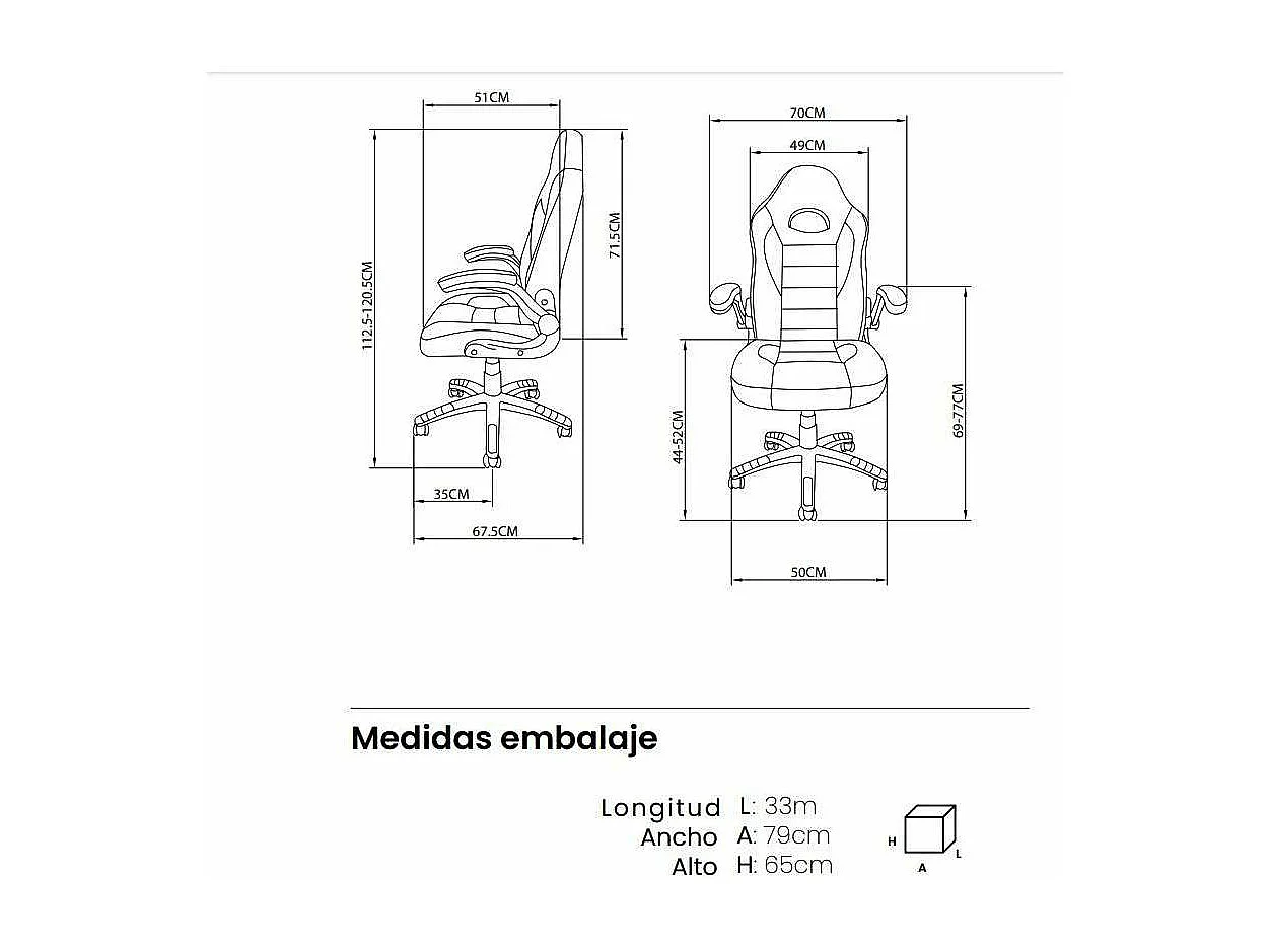 Silla de escritorio Victoria en azul y negro. Alto: 112-120, Ancho: 70, Fondo: 51