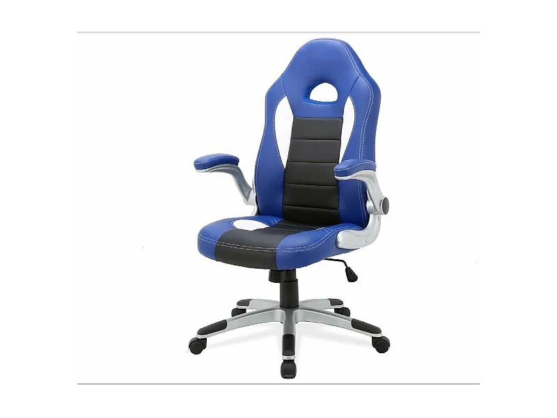 Silla de escritorio Victoria en azul y negro. Alto: 112-120, Ancho: 70, Fondo: 51