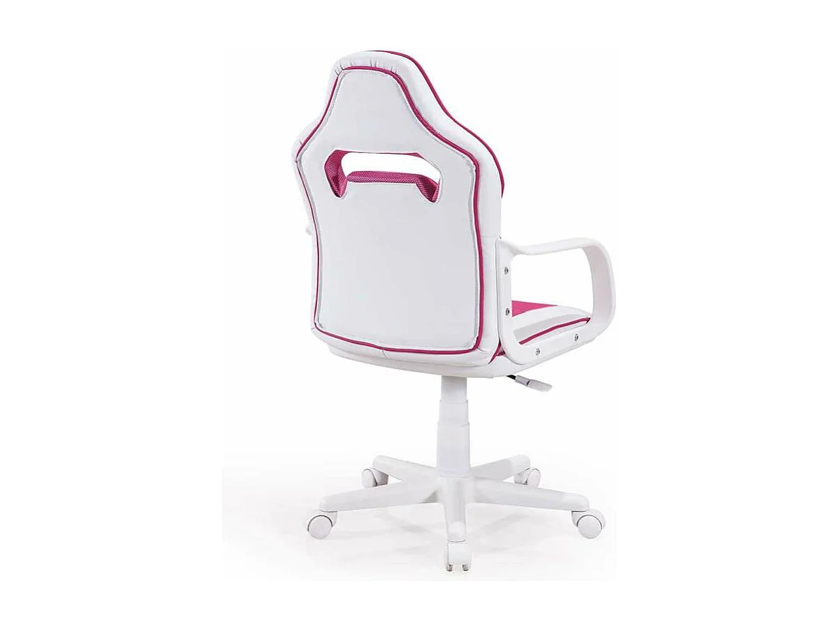 Sillon giratorio Xtr Junior regulable en altura en símil piel blanco/rosa, 98-108 cm(alto