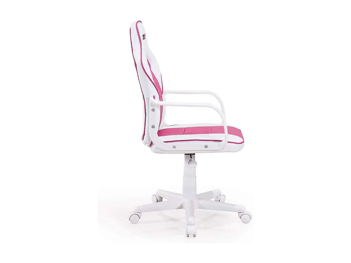 Sillon giratorio Xtr Junior regulable en altura en símil piel blanco/rosa, 98-108 cm(alto