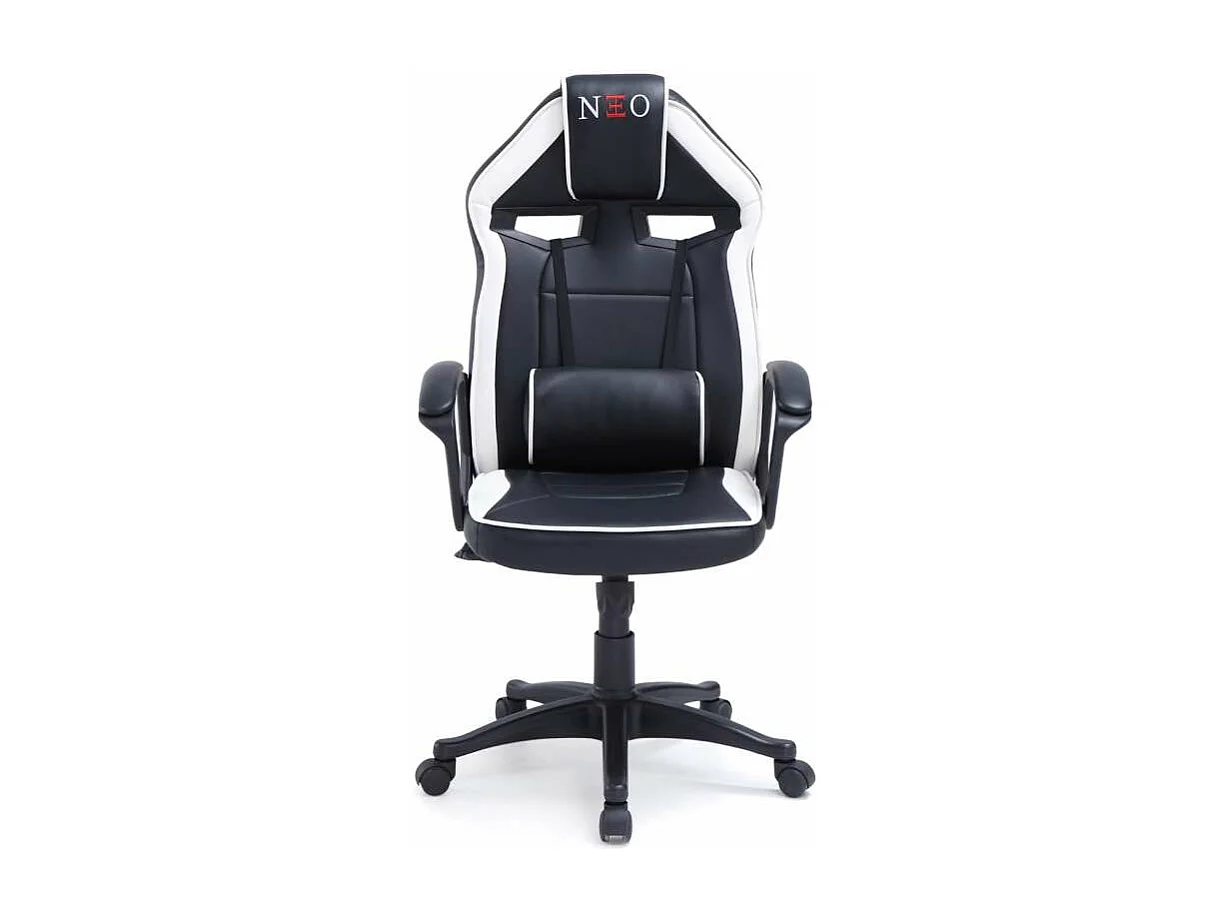 Sillón giratorio elevable gamer Neo Avance tapizado en tejido negro/blanco, 115-125cm(alt