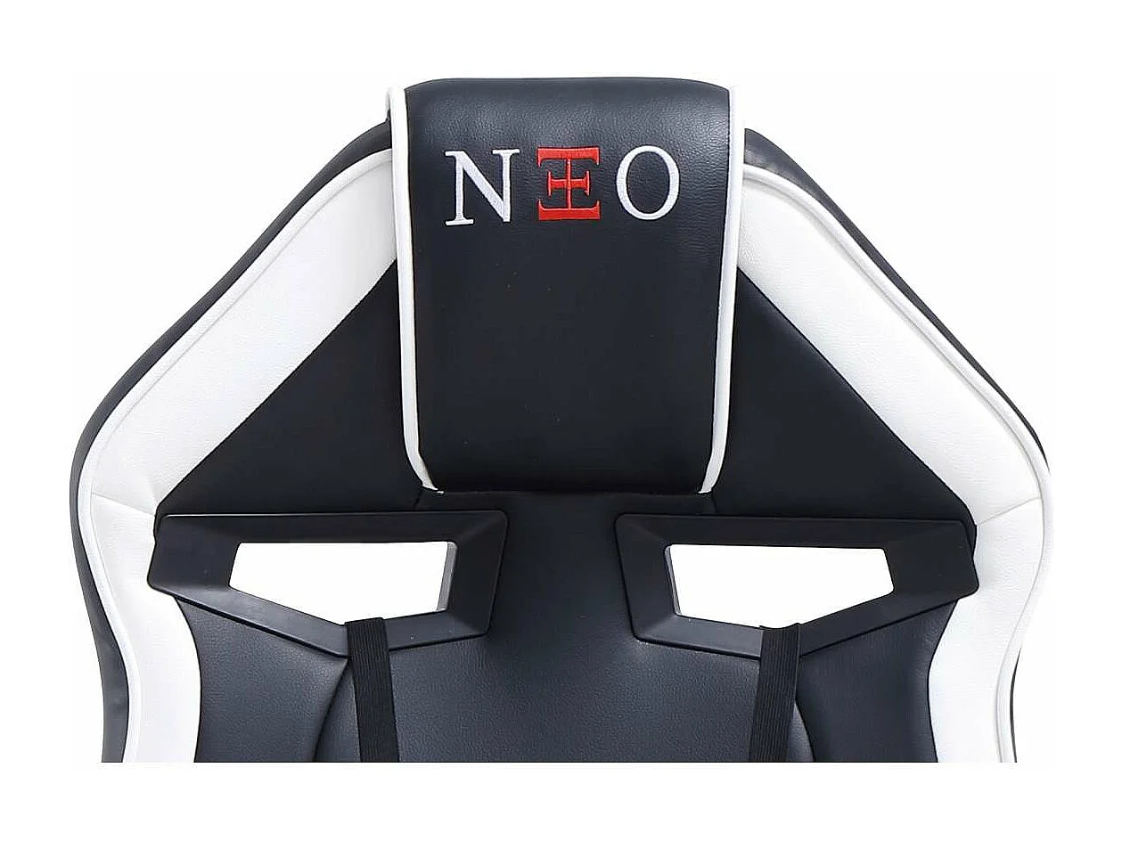 Sillón giratorio elevable gamer Neo Avance tapizado en tejido negro/blanco, 115-125cm(alt