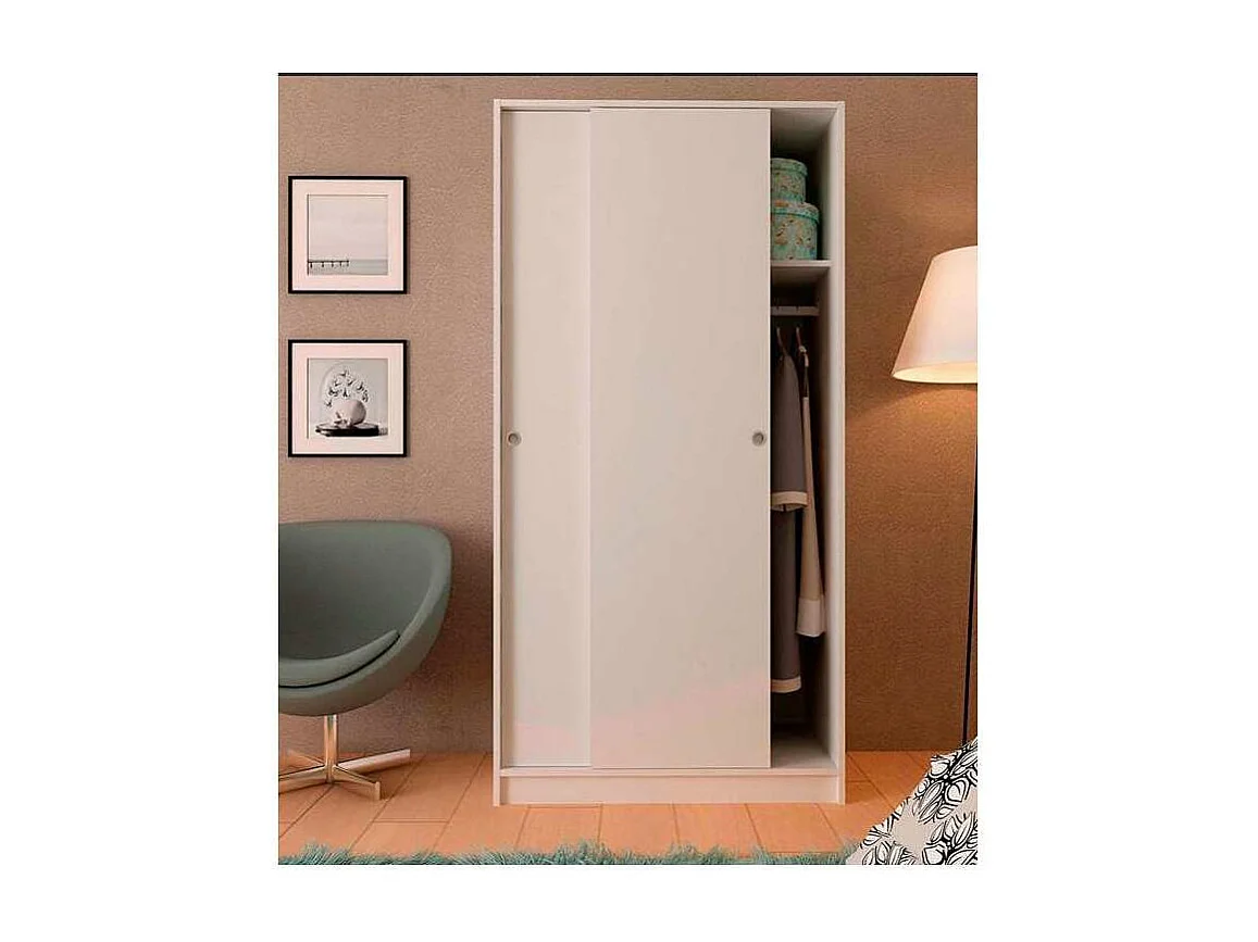 Armario 2 puertas correderas color acabado blanco 180 cm(alto)89,6 cm(ancho)50 cm(fondo)