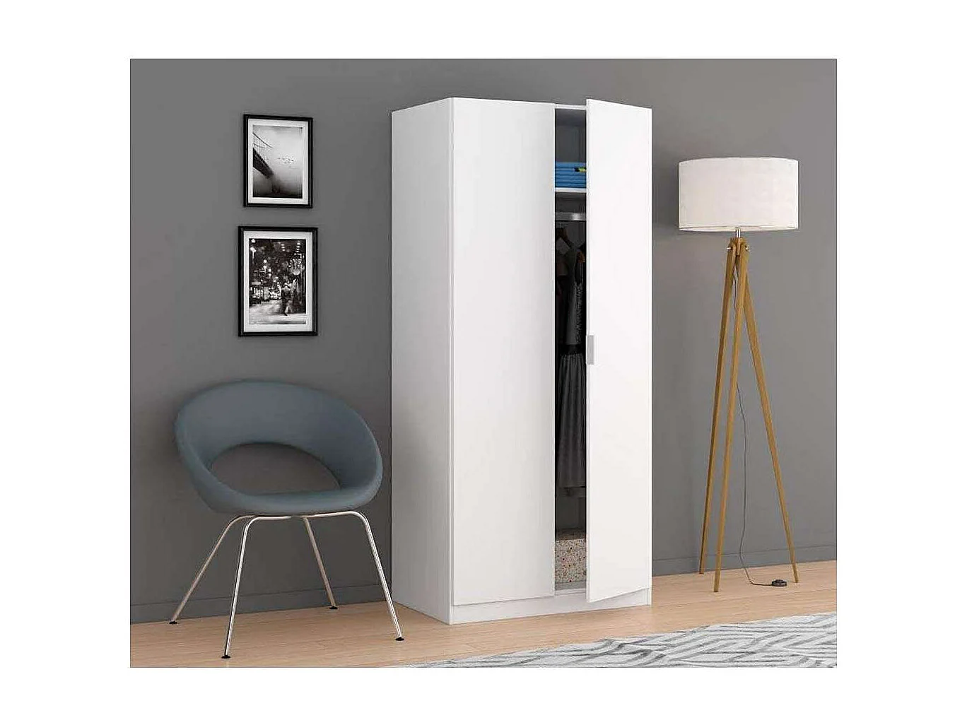 Armario ropero Herro 2 puertas acabado blanco 180 cm(alto)81 cm(ancho)52 cm(largo)