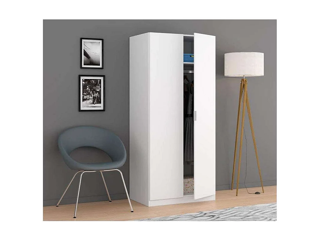 Armario ropero Herro 2 puertas acabado blanco 180 cm(alto)81 cm(ancho)52 cm(largo)