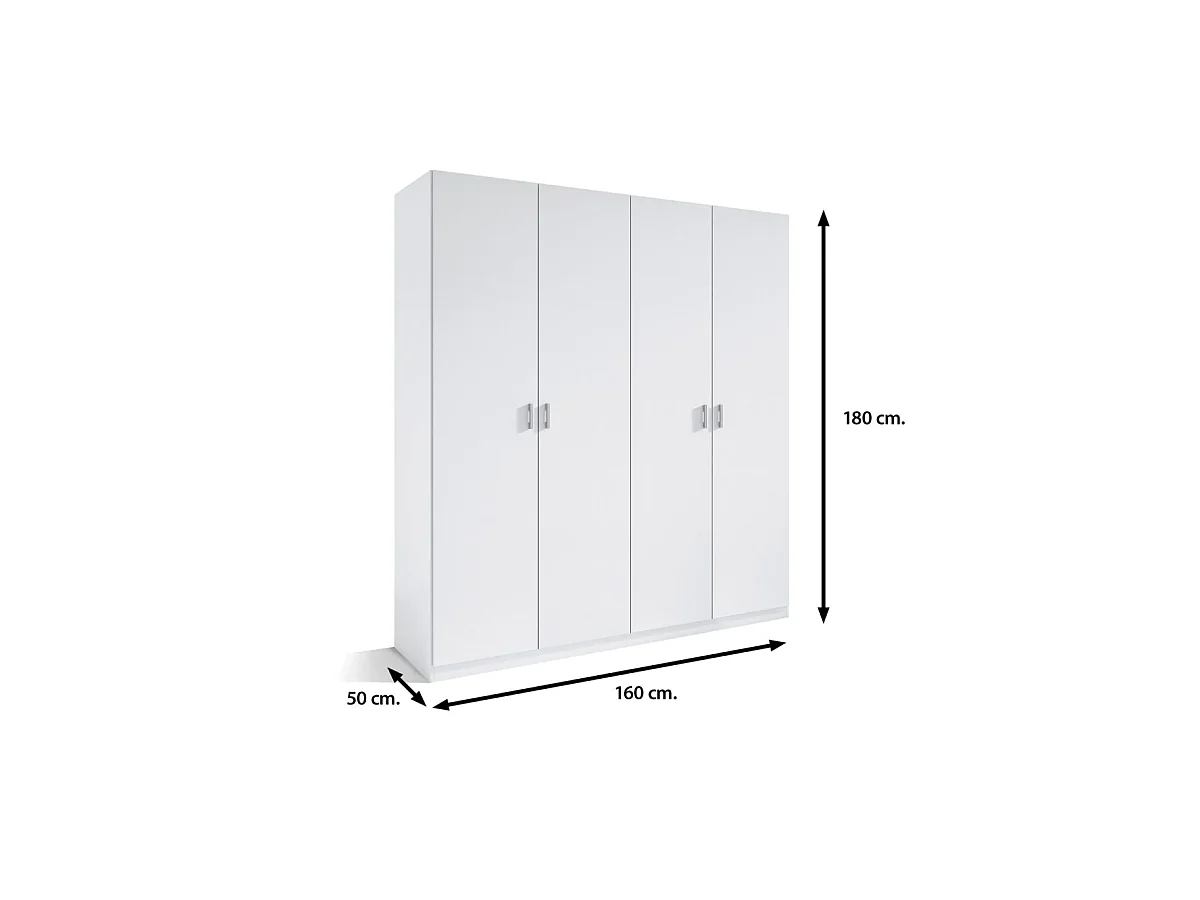 Armario 4 puertas abatibles blanco 180 cm(alto)160 cm(ancho)50 cm(fondo)