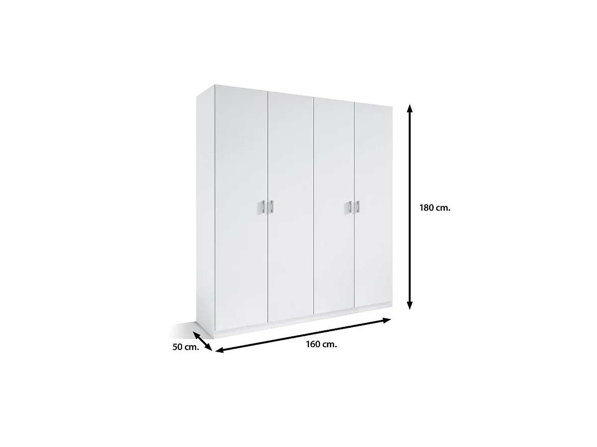 Armario 4 puertas abatibles blanco 180 cm(alto)160 cm(ancho)50 cm(fondo)