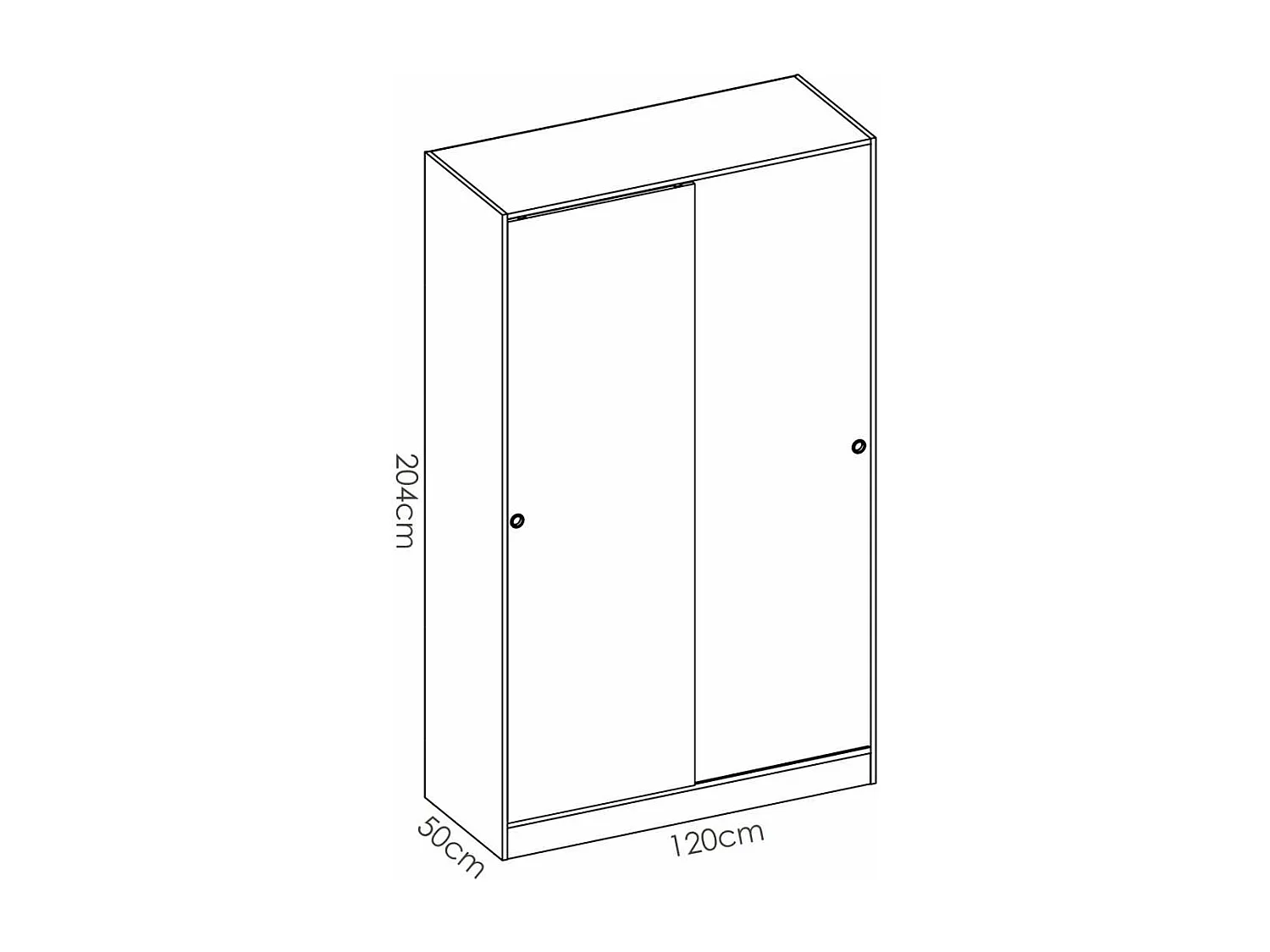 Armario puertas correderas Lupión en blanco brillo - natural. 204 cm(alto)120 cm(ancho)50
