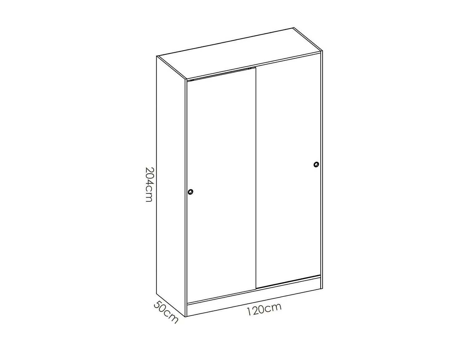 Armario puertas correderas Lupión en blanco brillo - natural. 204 cm(alto)120 cm(ancho)50