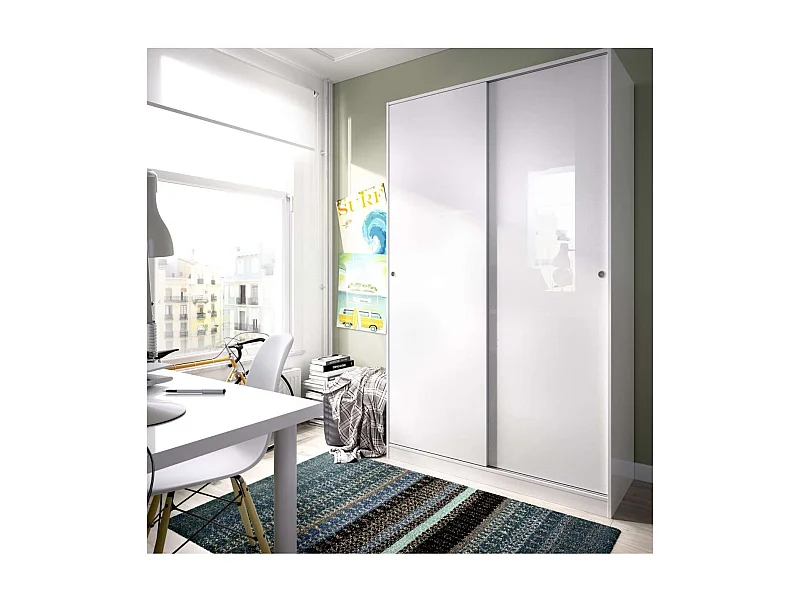 Armario puertas correderas Lupión en blanco brillo 204 cm(alto)120 cm(ancho)50 cm(largo)