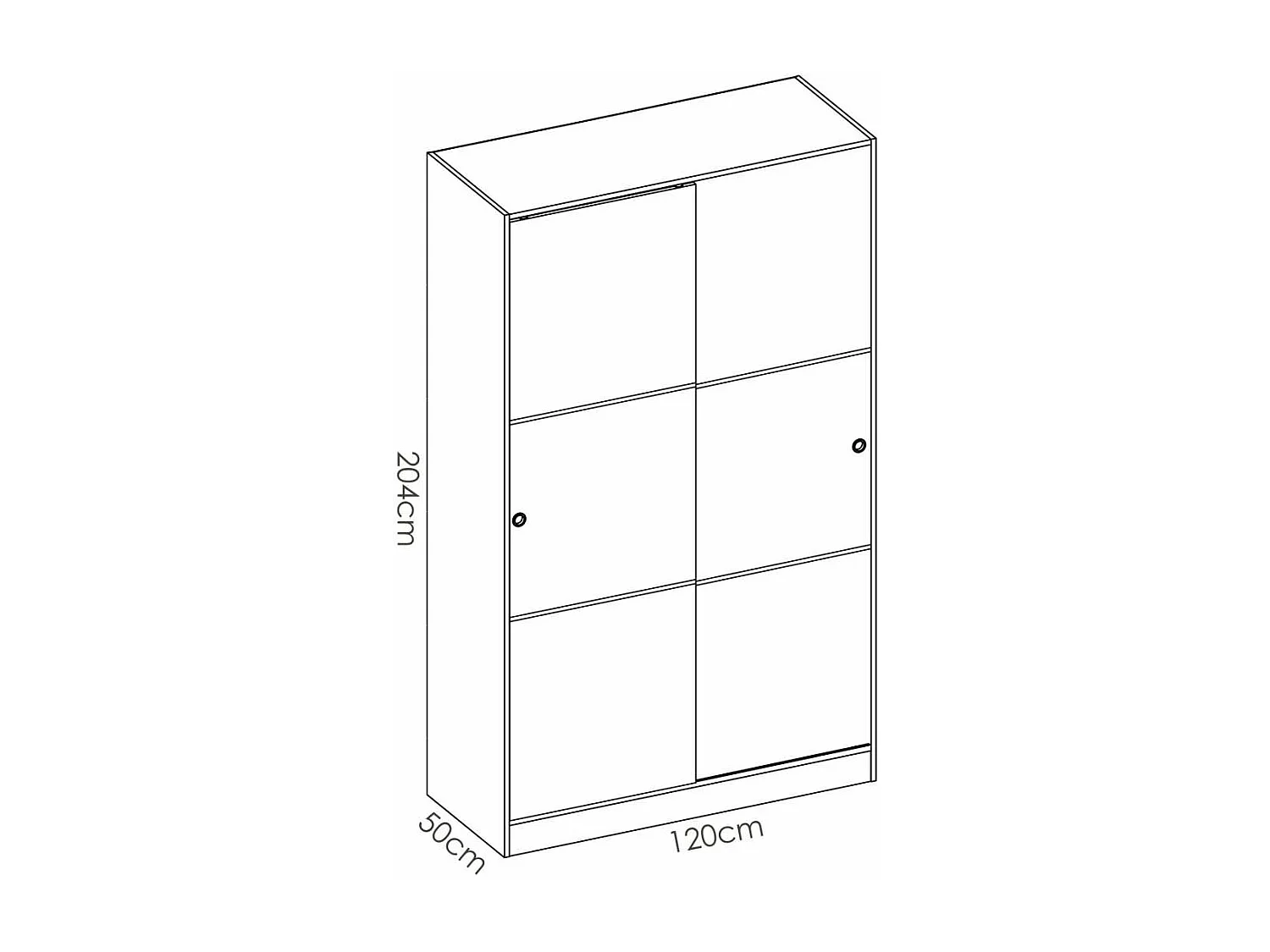 Armario puertas correderas Lupión en blanco brillo 204 cm(alto)120 cm(ancho)50 cm(largo)