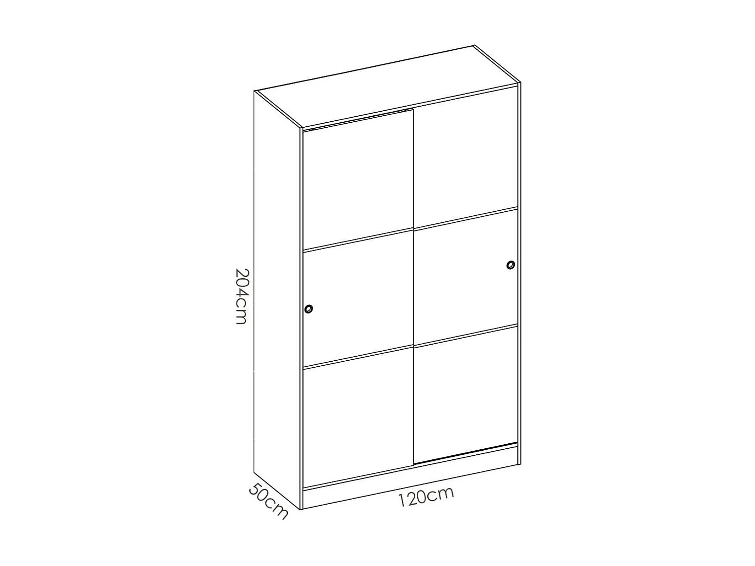 Armario puertas correderas Lupión en blanco brillo 204 cm(alto)120 cm(ancho)50 cm(largo)