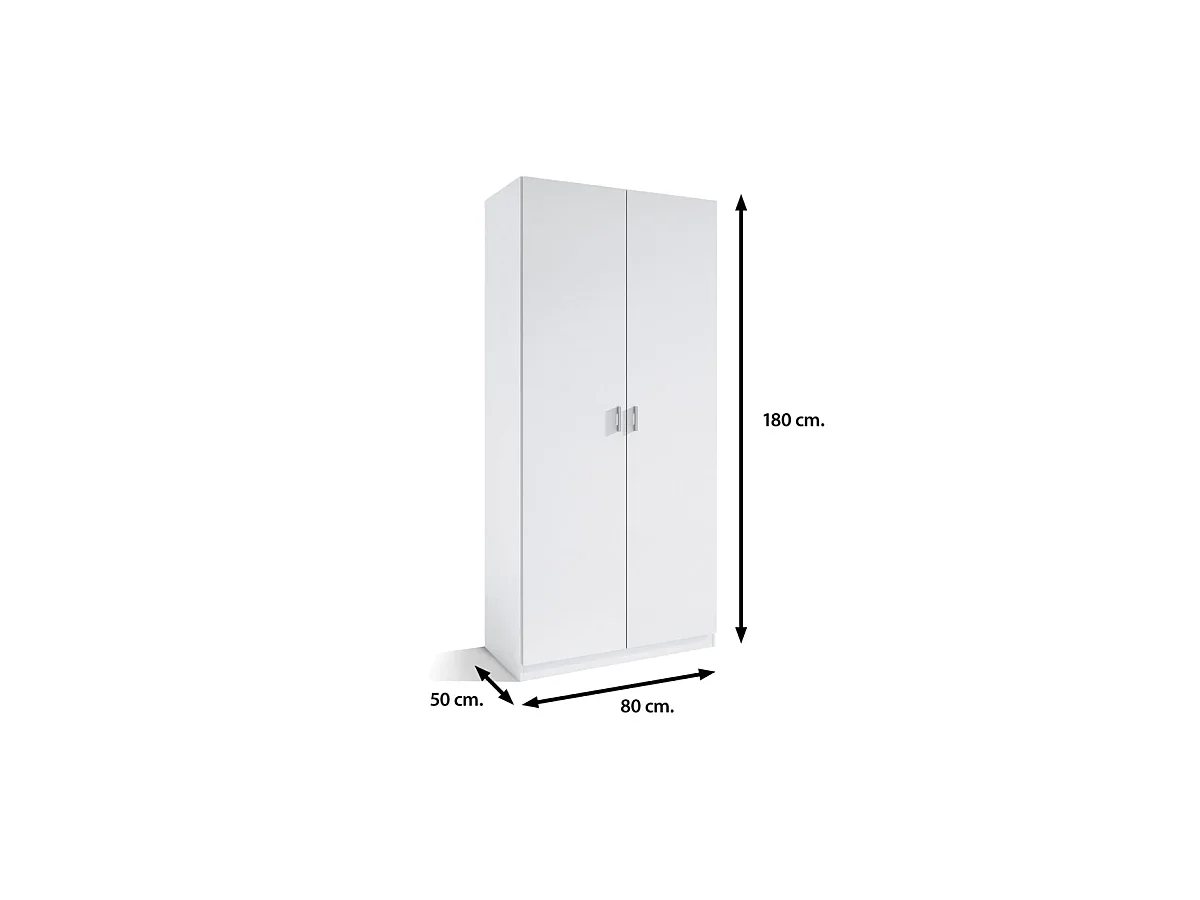 Armario 2 puertas abatibles acabado blanco 180 cm(alto)80 cm(ancho)50 cm(fondo)
