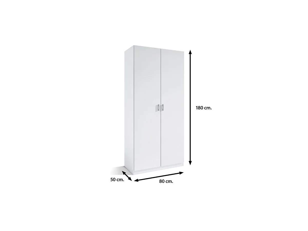 Armario 2 puertas abatibles acabado blanco 180 cm(alto)80 cm(ancho)50 cm(fondo)