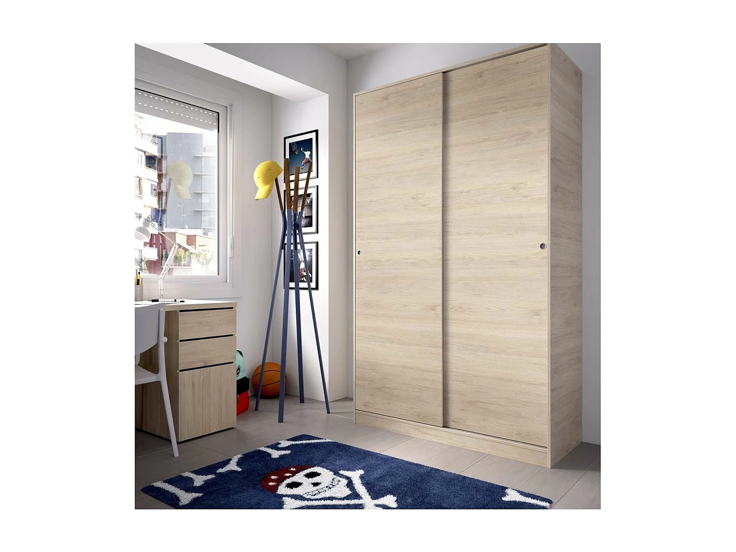 Armario puertas correderas Lupión en roble natural. 204 cm(alto)120 cm(ancho)50 cm(largo)