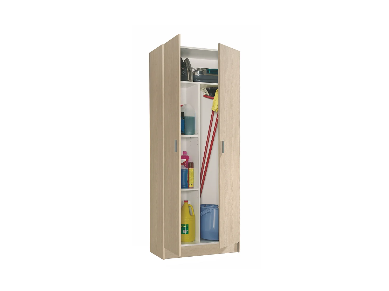 Armario escobero Milan en color roble  de 2 puertas 73 cm(ancho) 180 cm(altura) 37 cm(fond