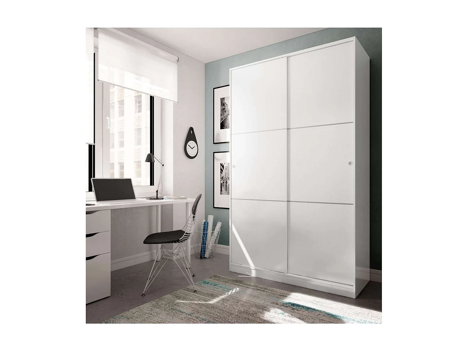 Armario ropero Alba puertas correderas acabado blanco 200 cm(alto)120 cm(ancho)50 cm(largo