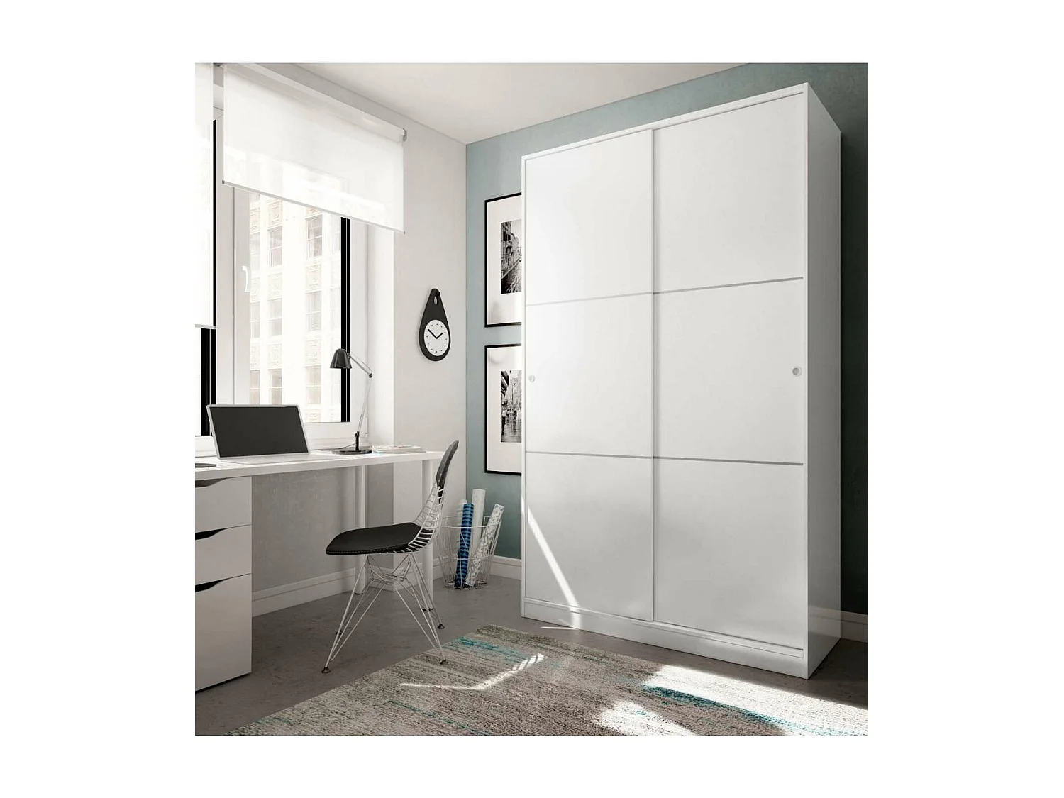 Armario ropero Alba puertas correderas acabado blanco 200 cm(alto)120 cm(ancho)50 cm(largo