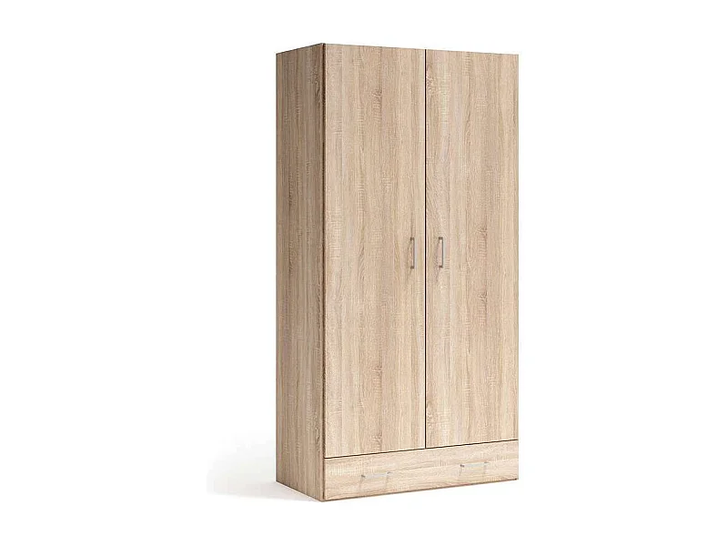 Armario 2 puertas abatibles y 1 cajón acabado roble cambrian, 197cm(alto) 99cm(ancho) 51c