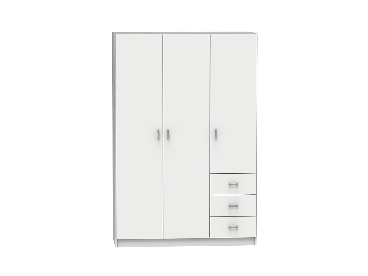 Armario ropero 3 puertas abatibles y 3 cajones Turin acabado blanco brillo, 180 cm(alto)12