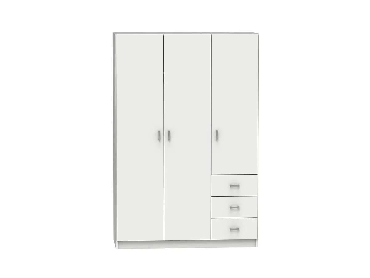 Armario ropero 3 puertas abatibles y 3 cajones Turin acabado blanco brillo, 180 cm(alto)12