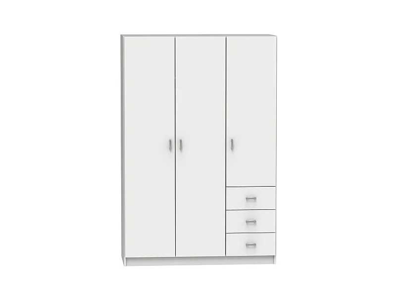 Armario ropero 3 puertas abatibles y 3 cajones Turin acabado blanco brillo, 180 cm(alto)12
