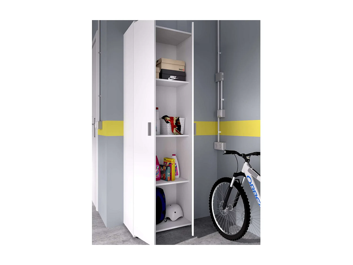 Armario multiusos Diego acabado blanco 2 puertas 3 estantes, 61 cm(ancho) 190 cm(altura) 3