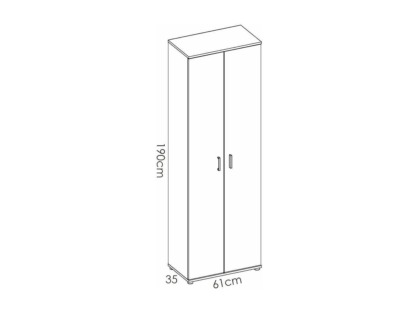 Armario multiusos Diego acabado blanco 2 puertas 3 estantes, 61 cm(ancho) 190 cm(altura) 3