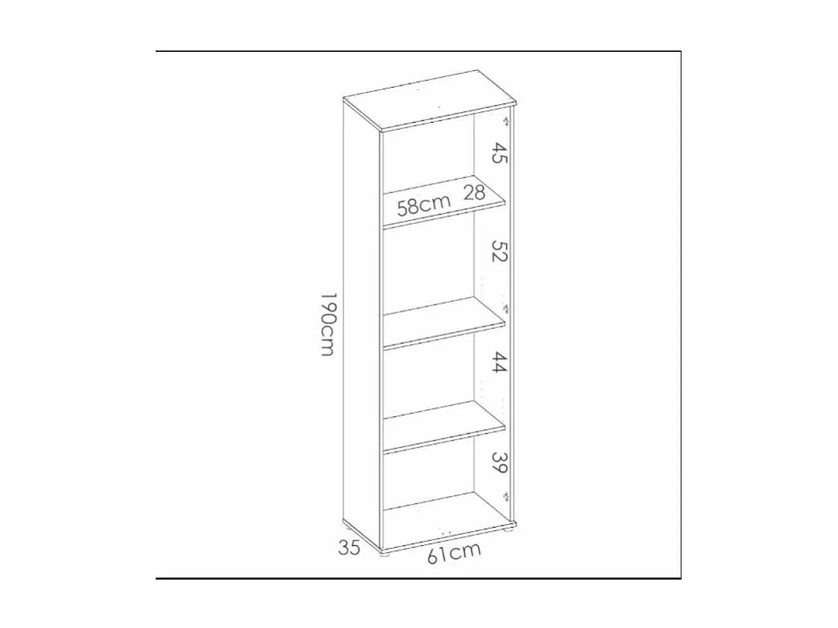 Armario multiusos Diego acabado blanco 2 puertas 3 estantes, 61 cm(ancho) 190 cm(altura) 3