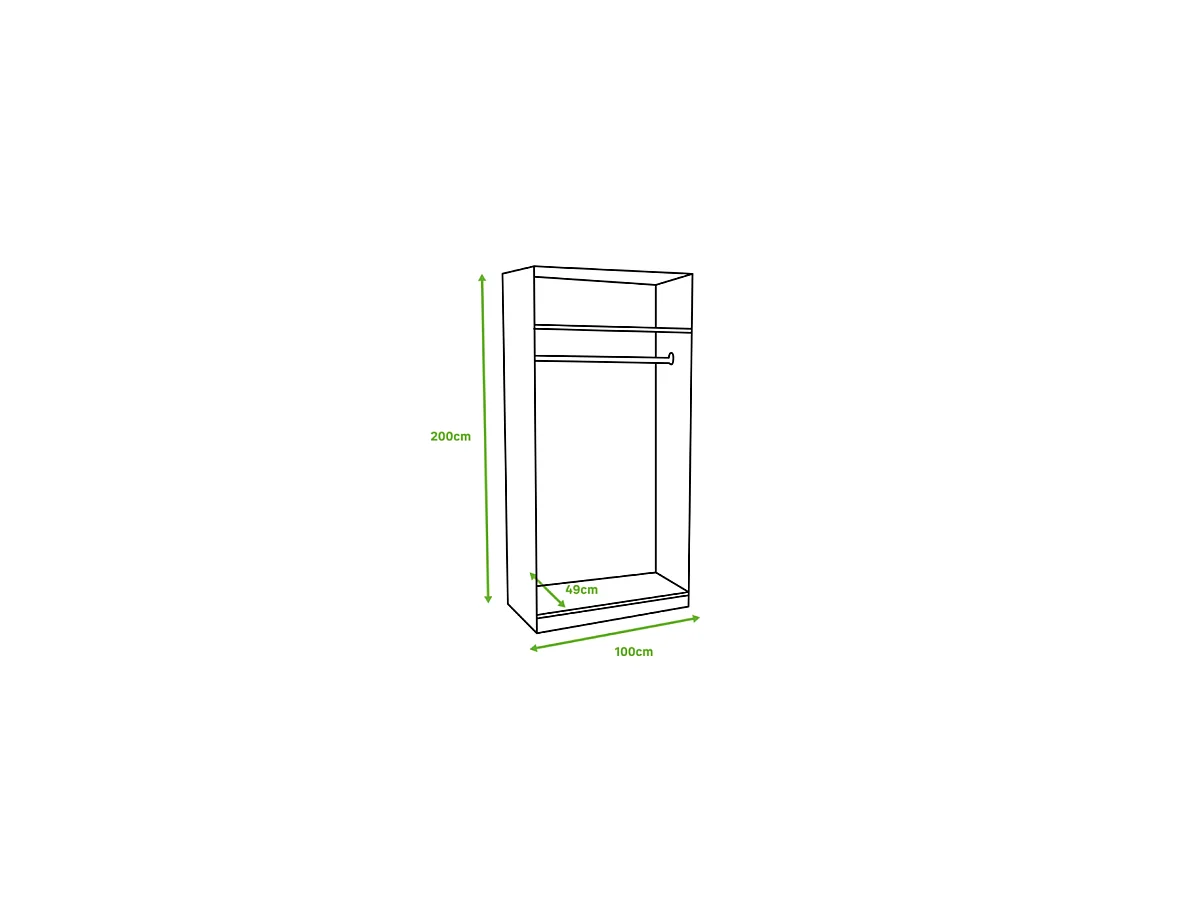 Armario 2 puertas correderas acabado blanco, 200 cm(alto)100 cm(ancho)50 cm(fondo.