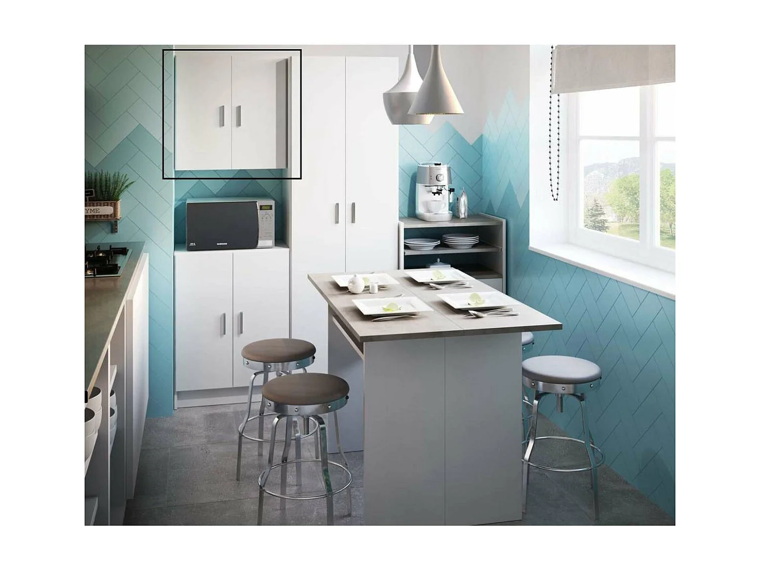 Armario multiusos para colgar en acabado blanco Milan. 59 cm(ancho) 60 cm(altura) 26.5 cm(