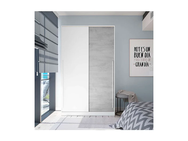 Armario ropero Arieta puertas correderas blanco artik y cemento. 200cm(alto) 120cm(ancho)