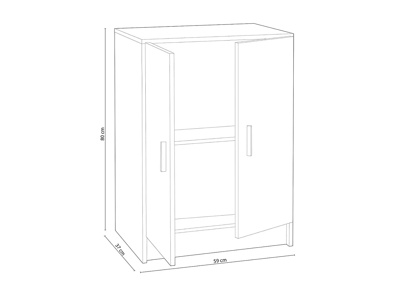 Armario multiusos bajo Milán en acabado blanco. 59 cm(ancho) 80 cm(altura) 37 cm(fondo)