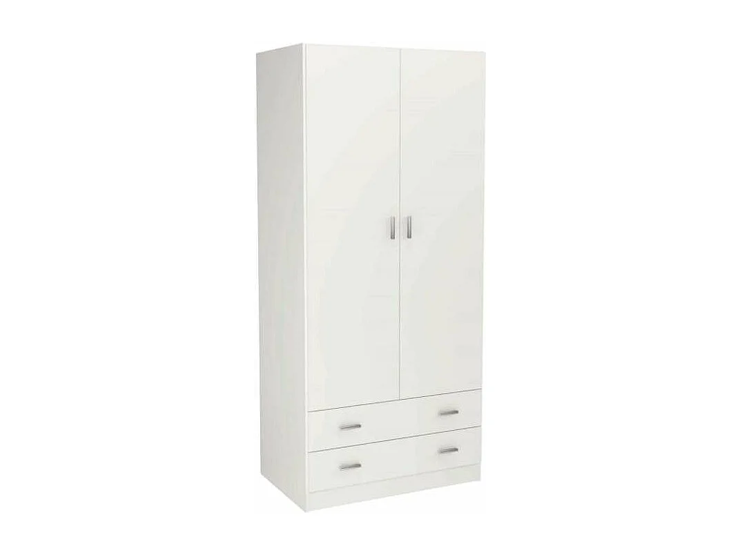 Armario 2 puertas abatibles 2 cajones acabado blanco, 180 cm(alto)80,4 cm(ancho)52 cm(fond