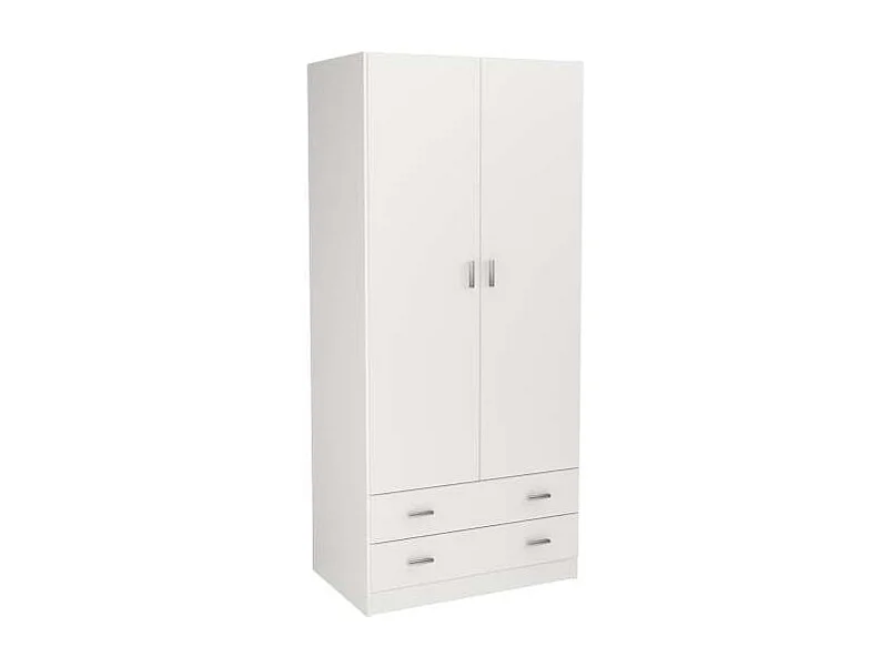 Armario 2 puertas abatibles 2 cajones acabado blanco, 180 cm(alto)80,4 cm(ancho)52 cm(fond