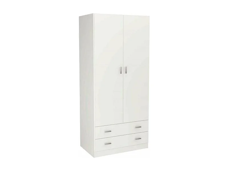 Armario 2 puertas abatibles 2 cajones acabado blanco, 180 cm(alto)80,4 cm(ancho)52 cm(fond