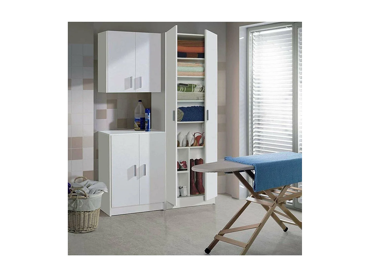 Armario zapatero Milan 2 puertas en acabado blanco 59 cm(ancho) 180 cm(altura) 37 cm(fondo