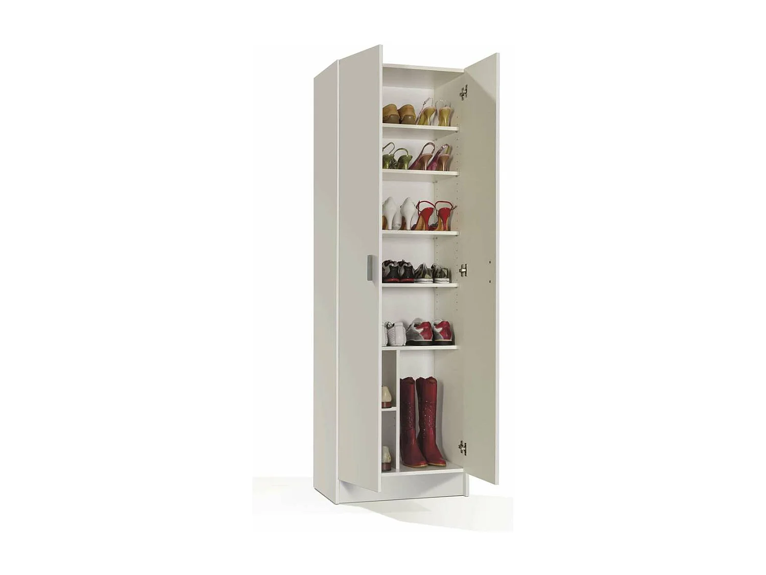 Armario zapatero Milan 2 puertas en acabado blanco 59 cm(ancho) 180 cm(altura) 37 cm(fondo