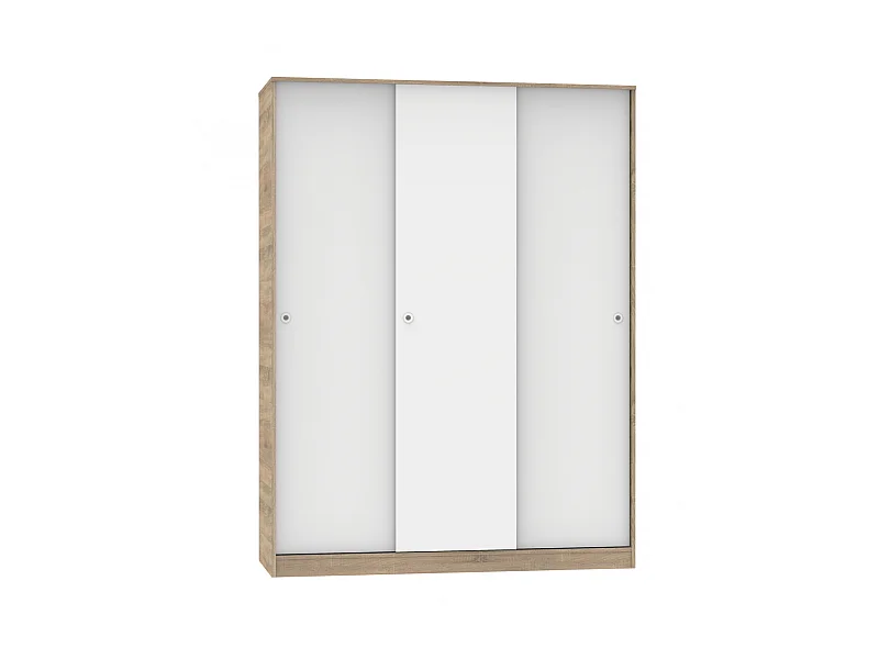 Armario ropero 3 puertas correderas Tibet acabado roble cambrian-blanco, 200 cm(alto)150 c