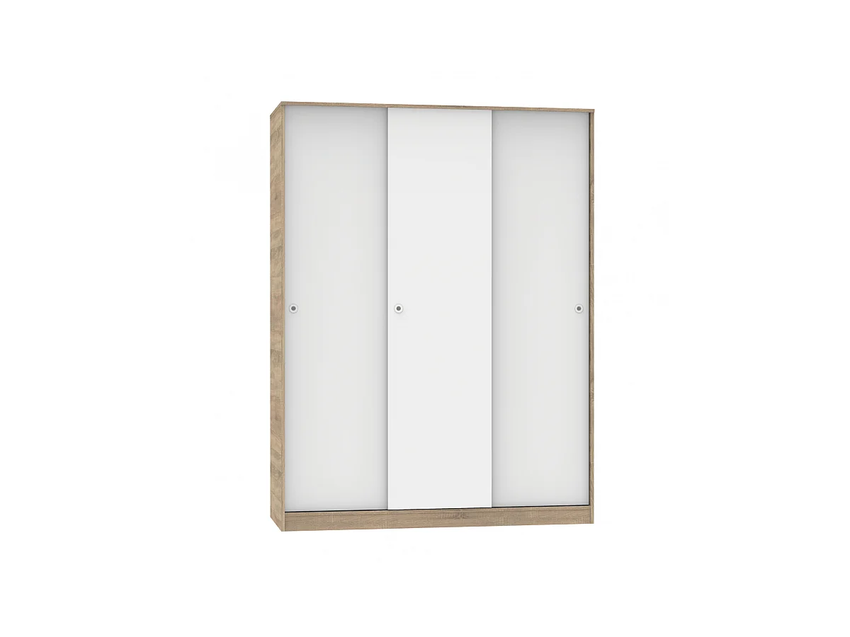 Armario ropero 3 puertas correderas Tibet acabado roble cambrian-blanco, 200 cm(alto)150 c