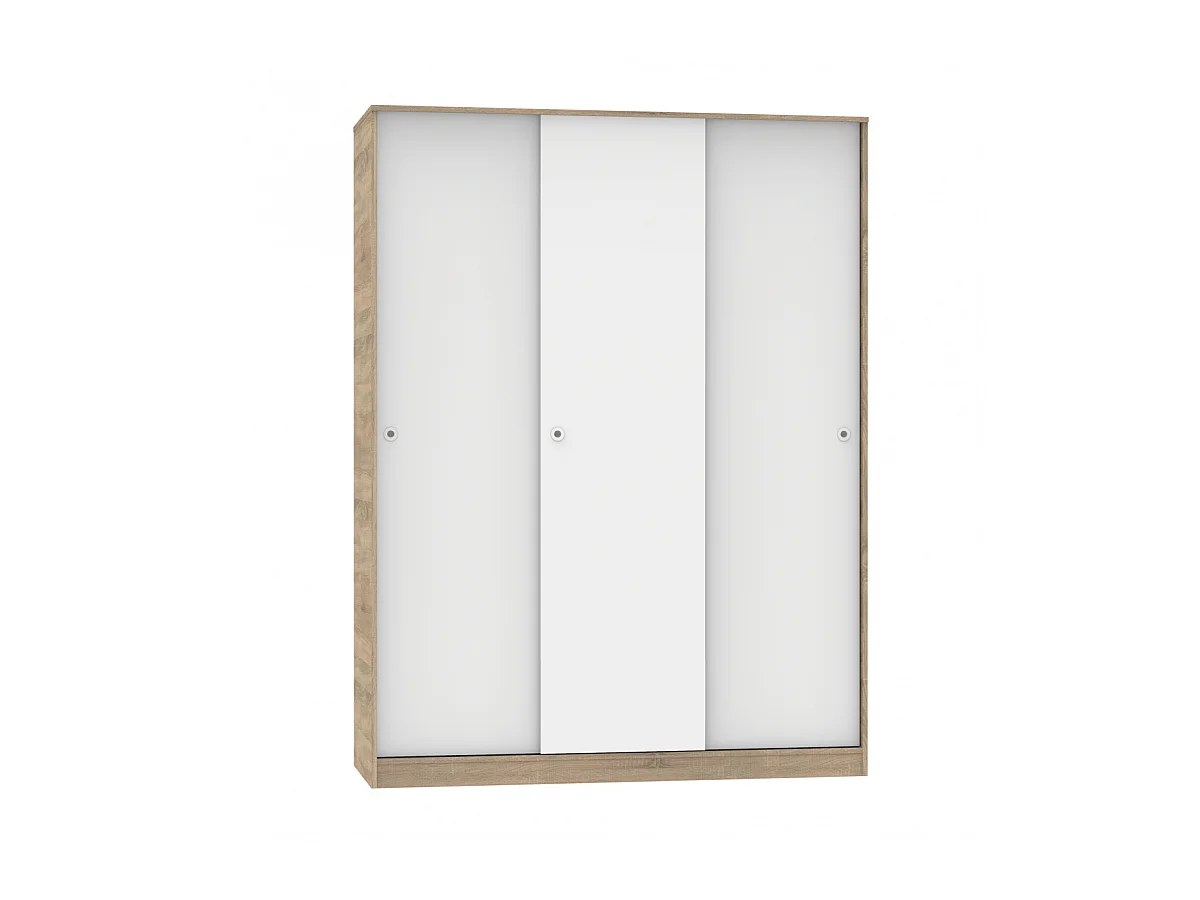 Armario ropero 3 puertas correderas Tibet acabado roble cambrian-blanco, 200 cm(alto)150 c